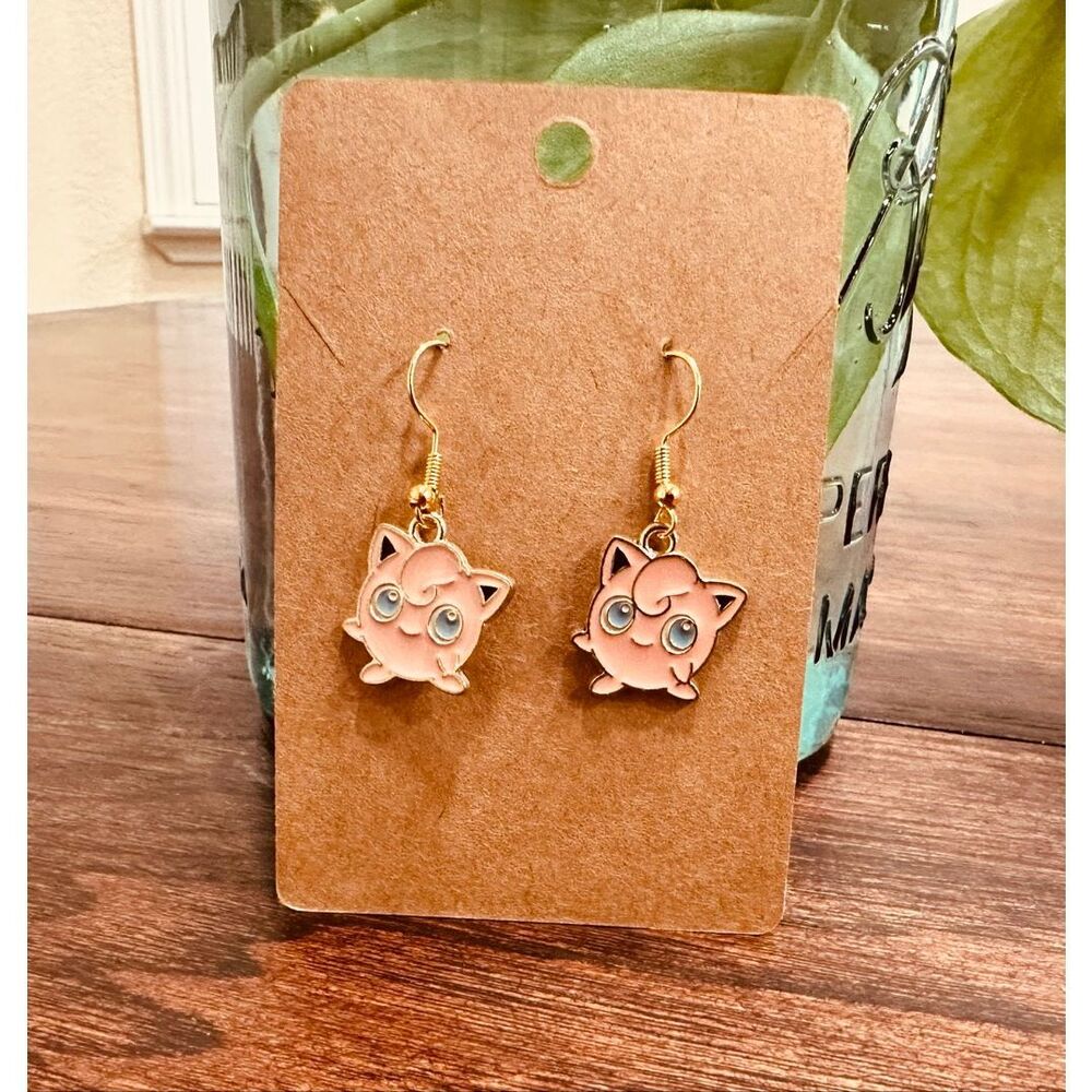 Pokémon Jugglypuff Pink and Yellow Dangle Drop Earrings New